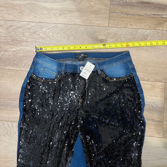 ASHLEY STUART Women's Sequined Mid Rise Skinny Jeans Size 14 In Denim - Picture 5 of 14